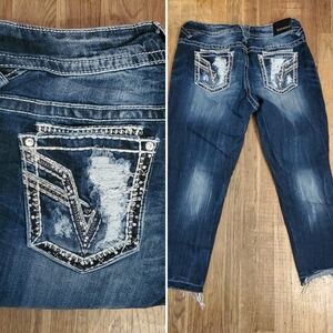Vigoss Women's Sz 18 Dark Blue Embellished Boyfriend Jeans
